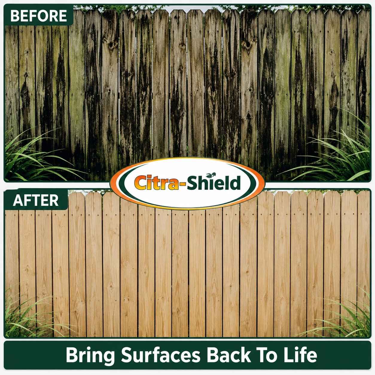 before and after wooden fence